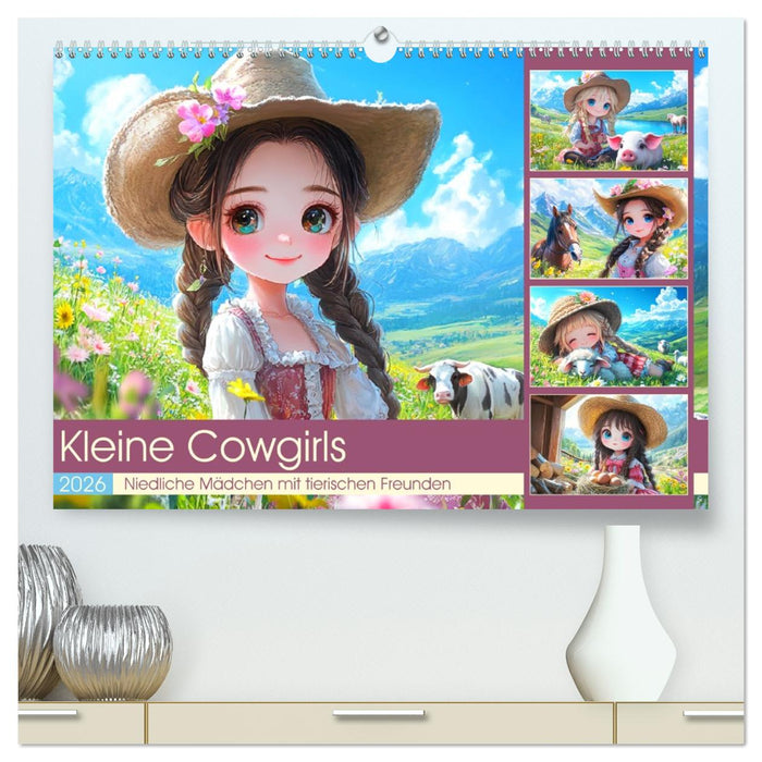 Kleine Cowgirls. Niedliche Mädchen mit tierischen Freunden (CALVENDO Premium Wandkalender 2026)