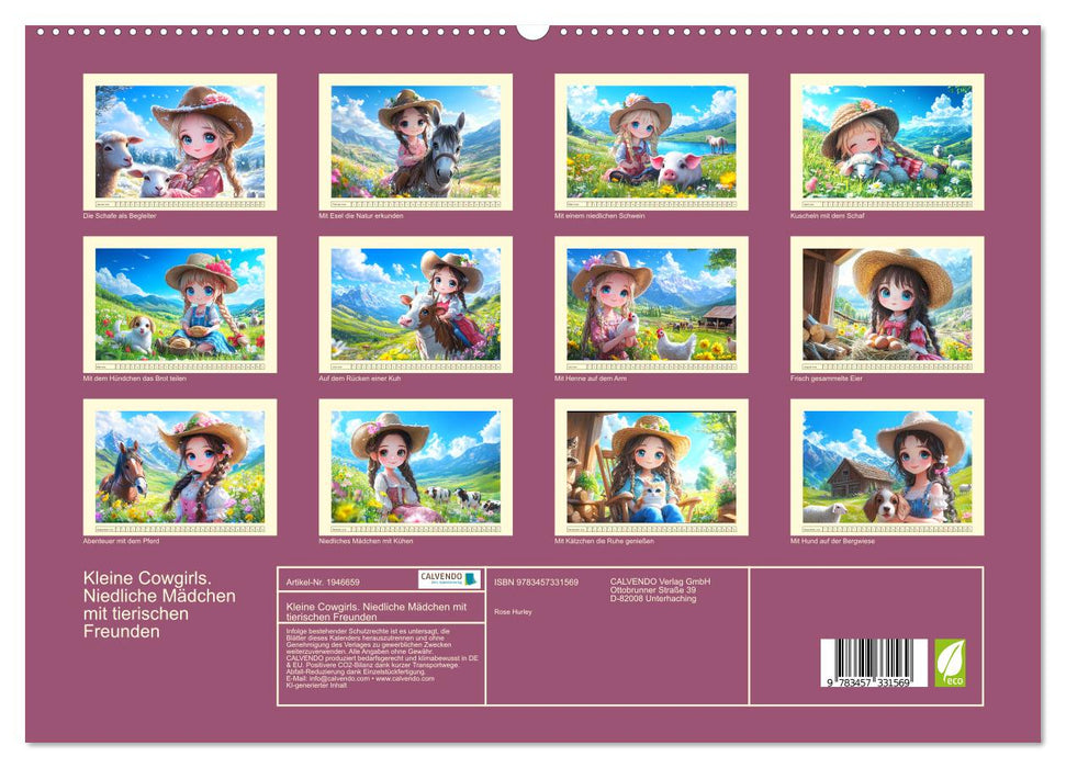 Kleine Cowgirls. Niedliche Mädchen mit tierischen Freunden (CALVENDO Premium Wandkalender 2026)