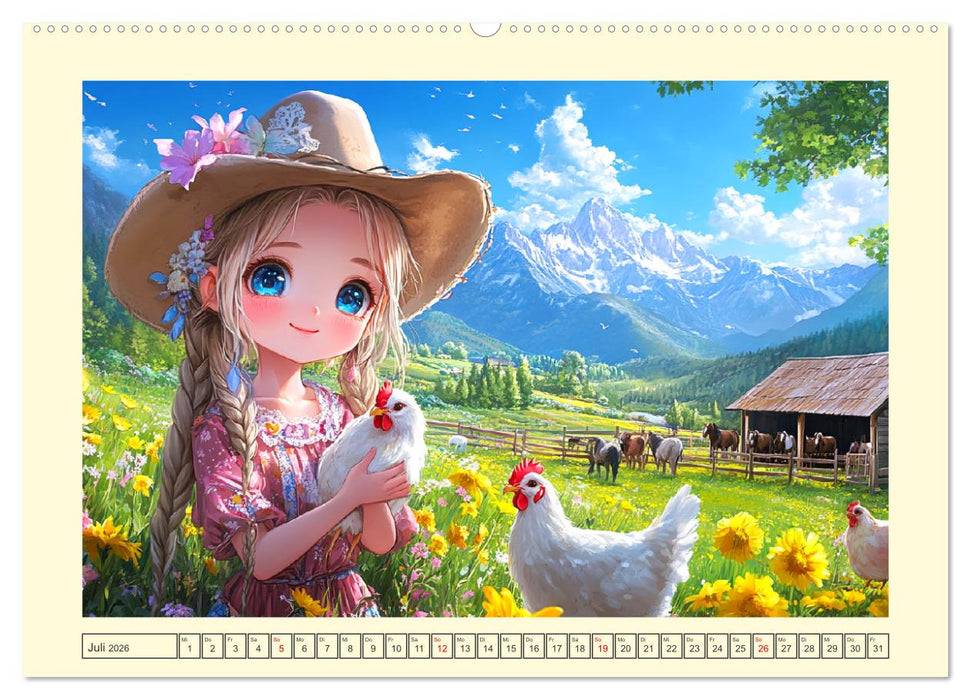 Kleine Cowgirls. Niedliche Mädchen mit tierischen Freunden (CALVENDO Premium Wandkalender 2026)
