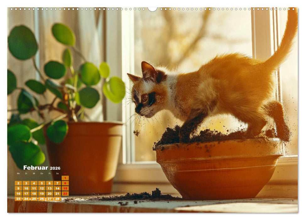 Momente eines Katzenbesitzers - Chaos der Samtpfoten (CALVENDO Wandkalender 2026)