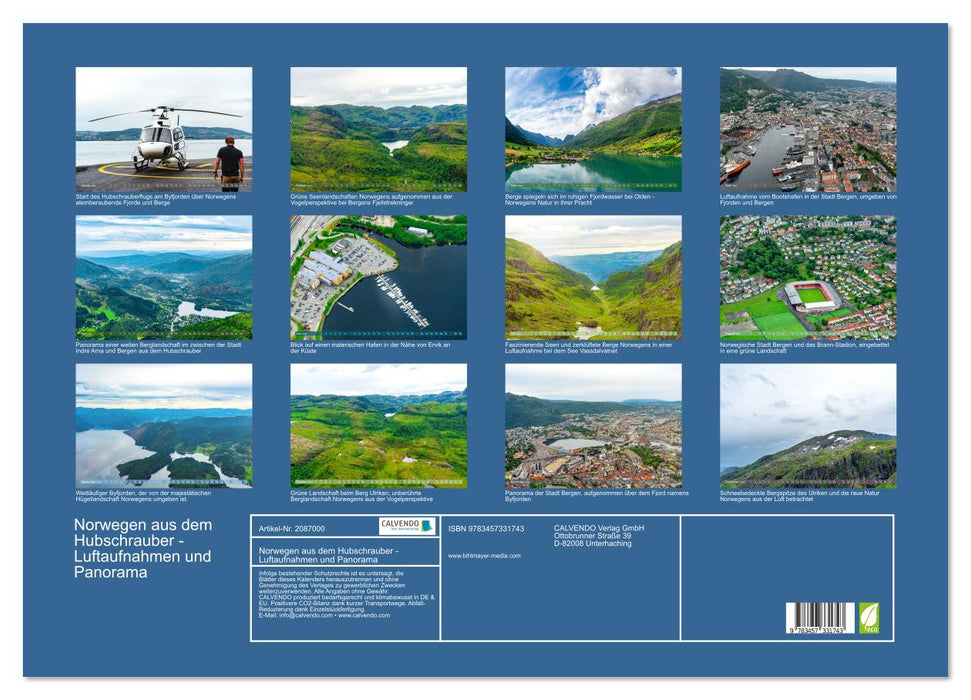 Norwegen aus dem Hubschrauber - Luftaufnahmen und Panorama (CALVENDO Wandkalender 2026)