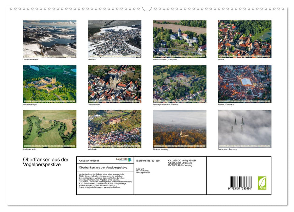 Oberfranken aus der Vogelperspektive (CALVENDO Premium Wandkalender 2026)