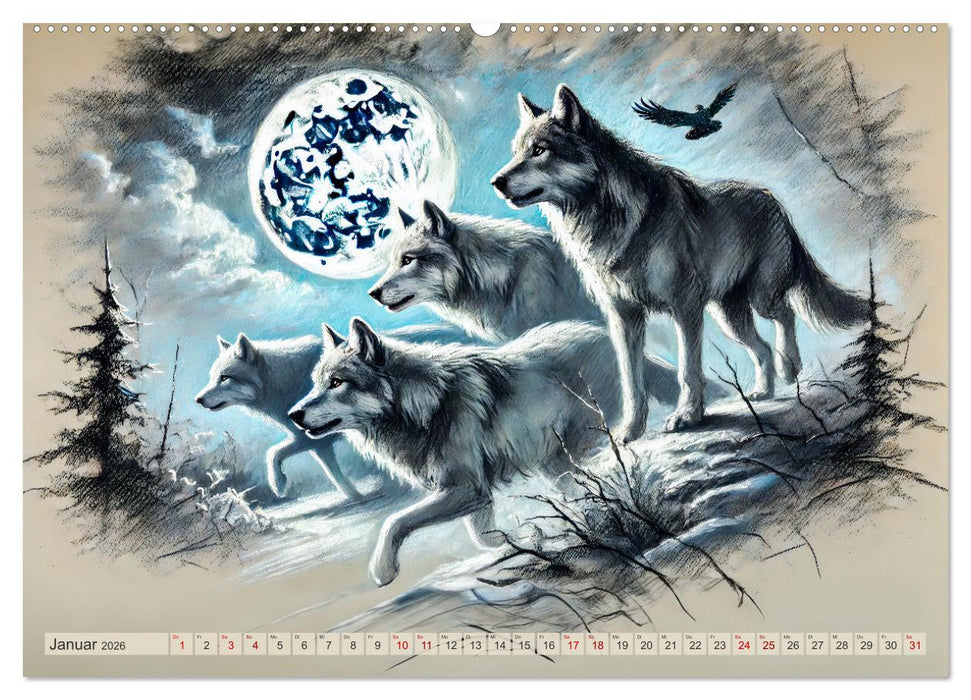Die Eleganz der Wölfe - Mythische Begegnungen in der Natur (CALVENDO Wandkalender 2026)