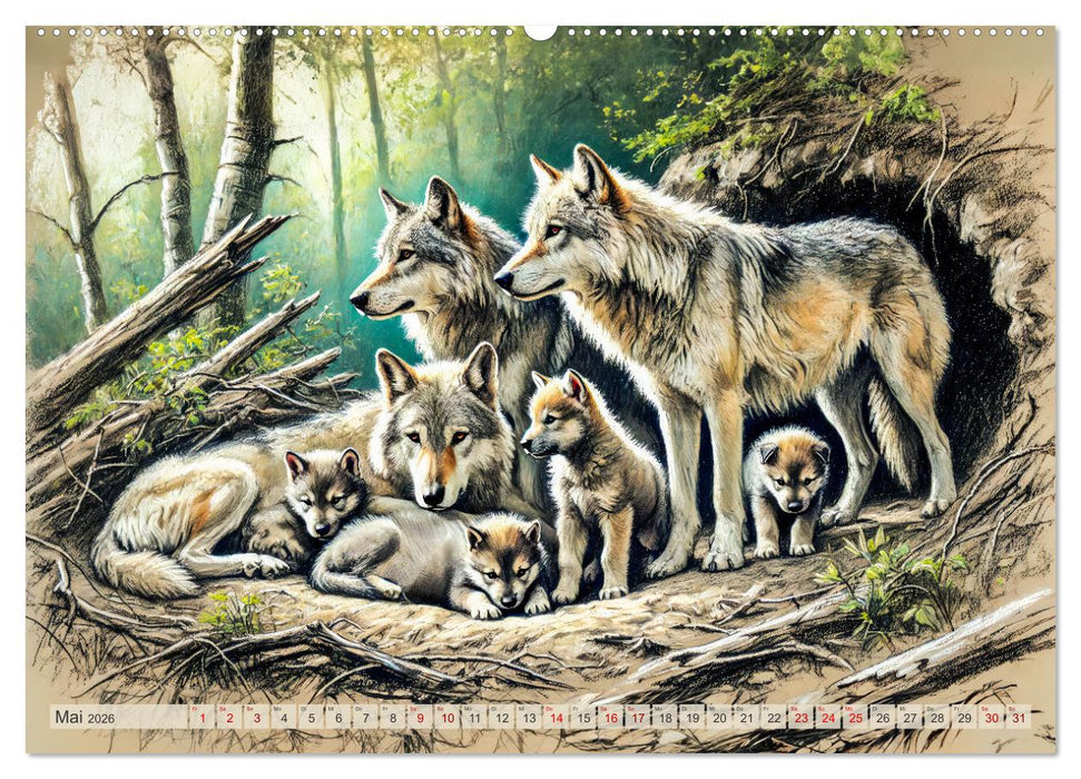 Die Eleganz der Wölfe - Mythische Begegnungen in der Natur (CALVENDO Wandkalender 2026)
