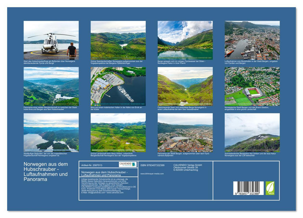 Norwegen aus dem Hubschrauber - Luftaufnahmen und Panorama (CALVENDO Premium Wandkalender 2026)