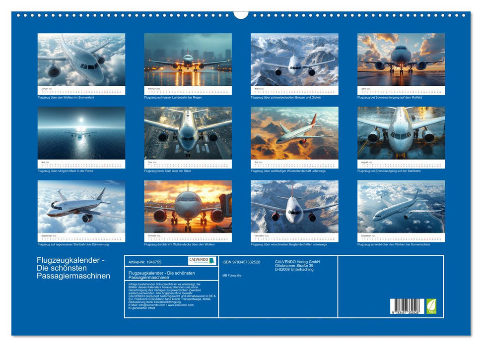 Flugzeugkalender - Die schönsten Passagiermaschinen (CALVENDO Wandkalender 2026)