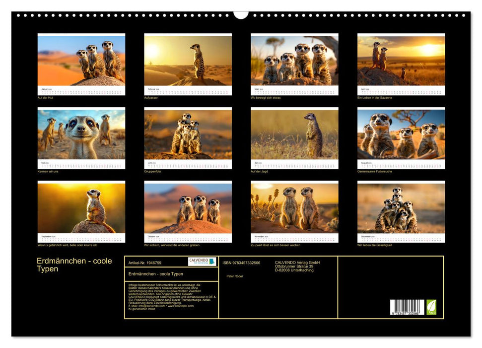 Erdmännchen - coole Typen (CALVENDO Wandkalender 2026)