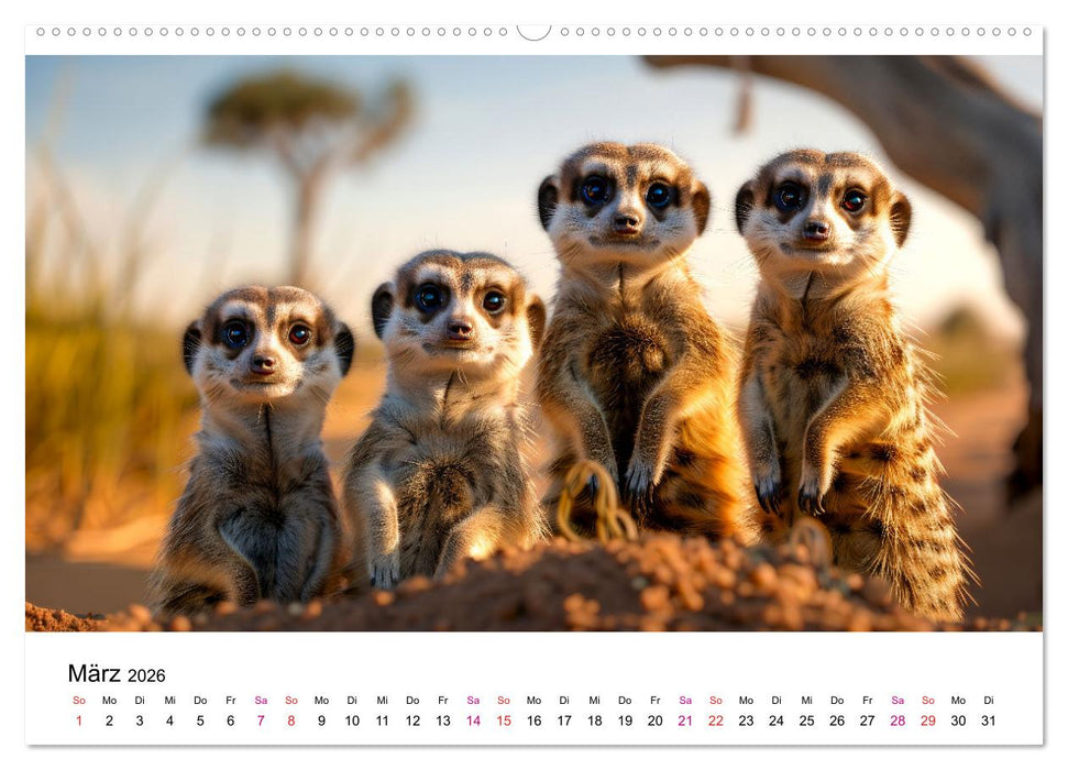 Erdmännchen - coole Typen (CALVENDO Wandkalender 2026)