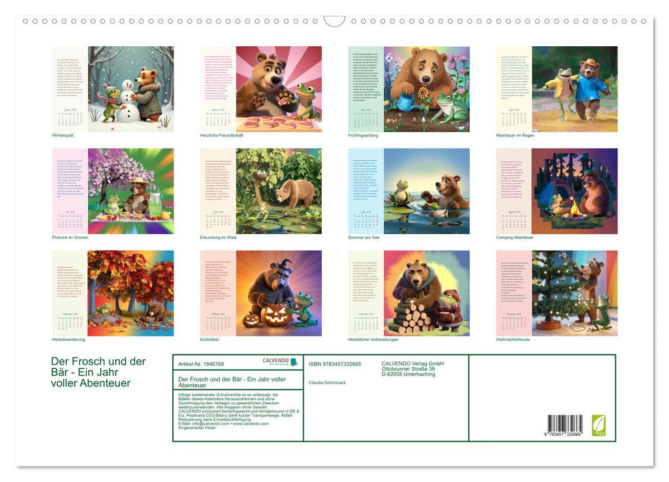 Der Frosch und der Bär - Ein Jahr voller Abenteuer (CALVENDO Wandkalender 2026)