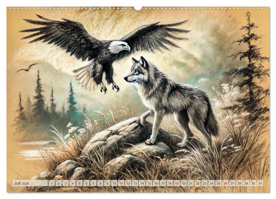 Die Eleganz der Wölfe - Mythische Begegnungen in der Natur (CALVENDO Premium Wandkalender 2026)