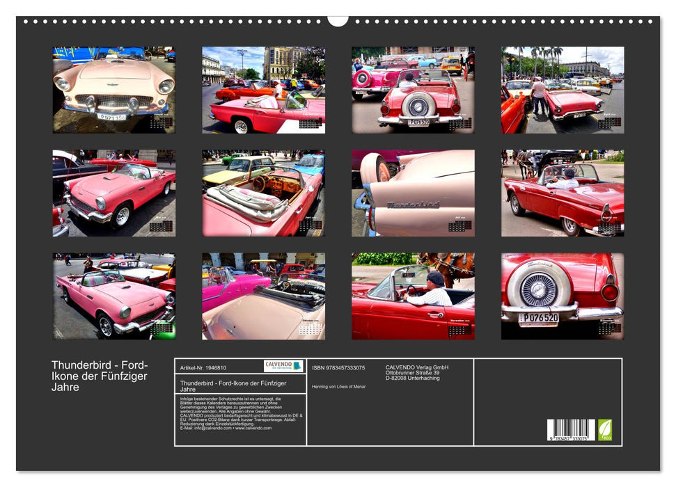 Thunderbird - Ford-Ikone der Fünfziger Jahre (CALVENDO Wandkalender 2026)