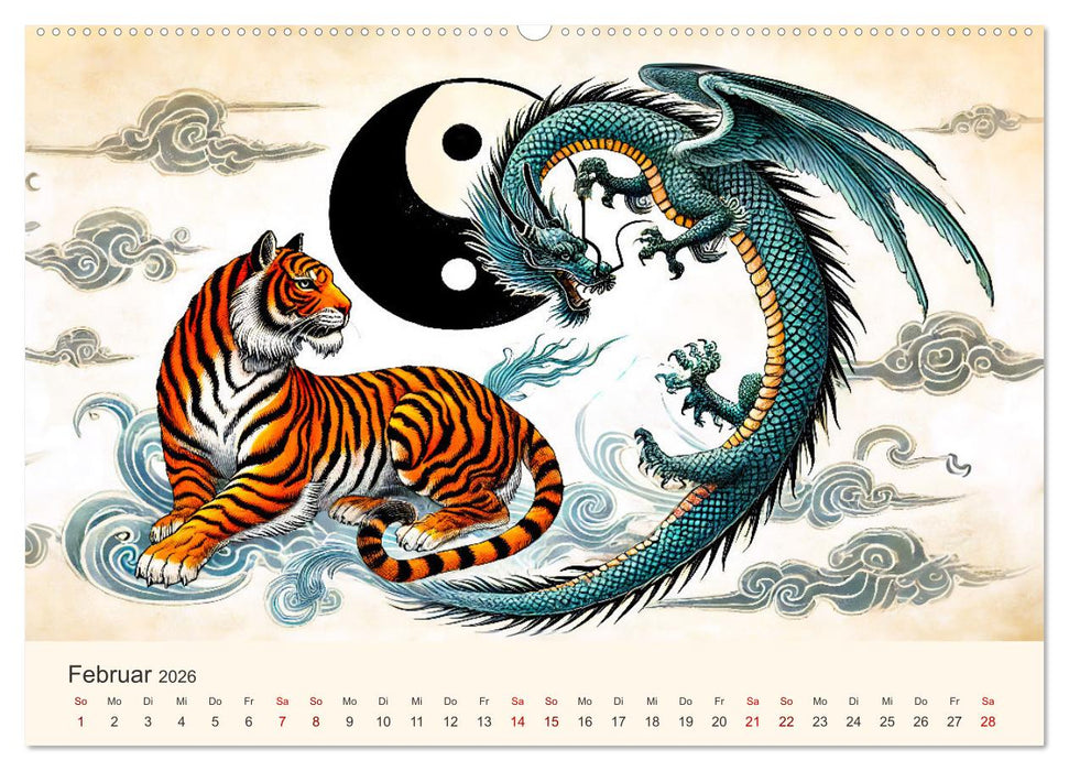 Yin und Yang der Wesen - Asiatische Mythen im Gleichgewicht (CALVENDO Wandkalender 2026)