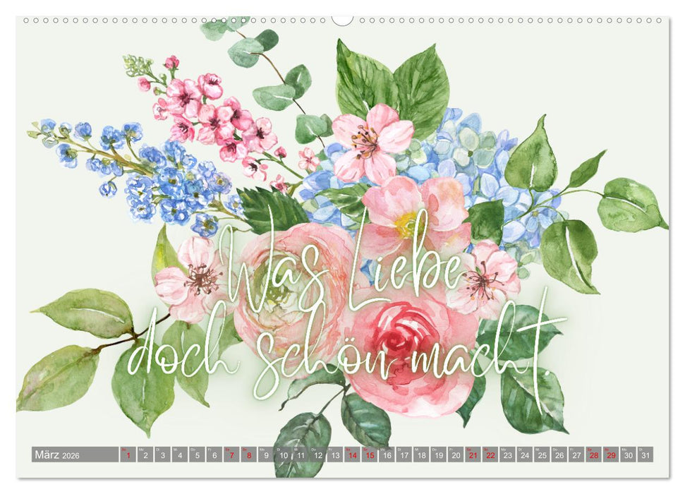 Flower Romance - Romantischer Blütenzauber (CALVENDO Premium Wandkalender 2026)