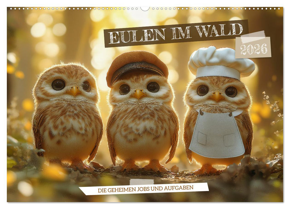Eulen im Wald - Die geheimen Jobs und Aufgaben (CALVENDO Wandkalender 2026)