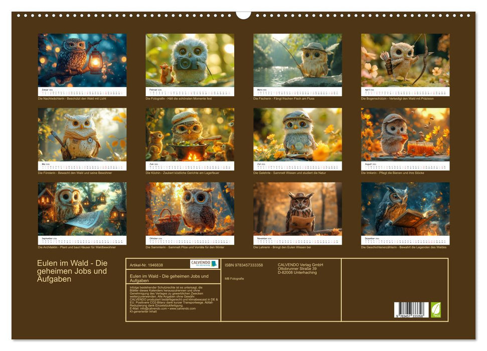Eulen im Wald - Die geheimen Jobs und Aufgaben (CALVENDO Wandkalender 2026)