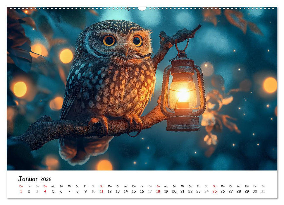 Eulen im Wald - Die geheimen Jobs und Aufgaben (CALVENDO Wandkalender 2026)