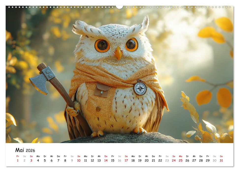 Eulen im Wald - Die geheimen Jobs und Aufgaben (CALVENDO Wandkalender 2026)