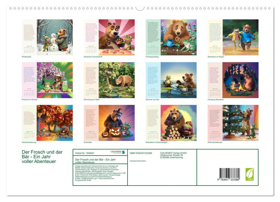 Der Frosch und der Bär - Ein Jahr voller Abenteuer (CALVENDO Premium Wandkalender 2026)