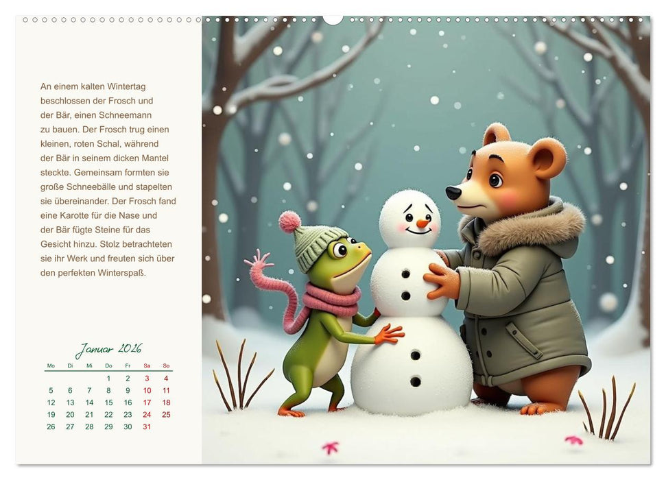 Der Frosch und der Bär - Ein Jahr voller Abenteuer (CALVENDO Premium Wandkalender 2026)