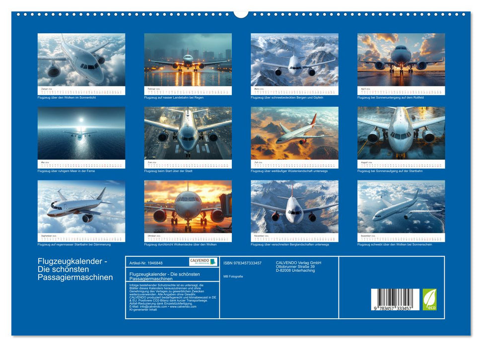 Flugzeugkalender - Die schönsten Passagiermaschinen (CALVENDO Premium Wandkalender 2026)
