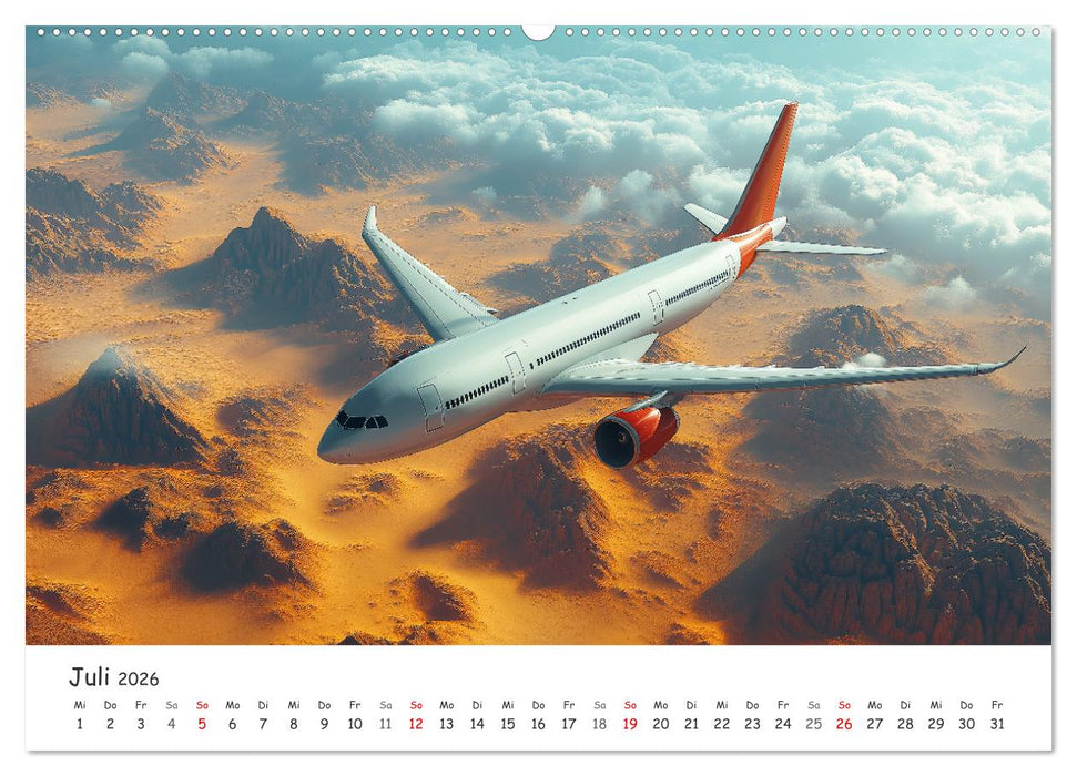 Flugzeugkalender - Die schönsten Passagiermaschinen (CALVENDO Premium Wandkalender 2026)