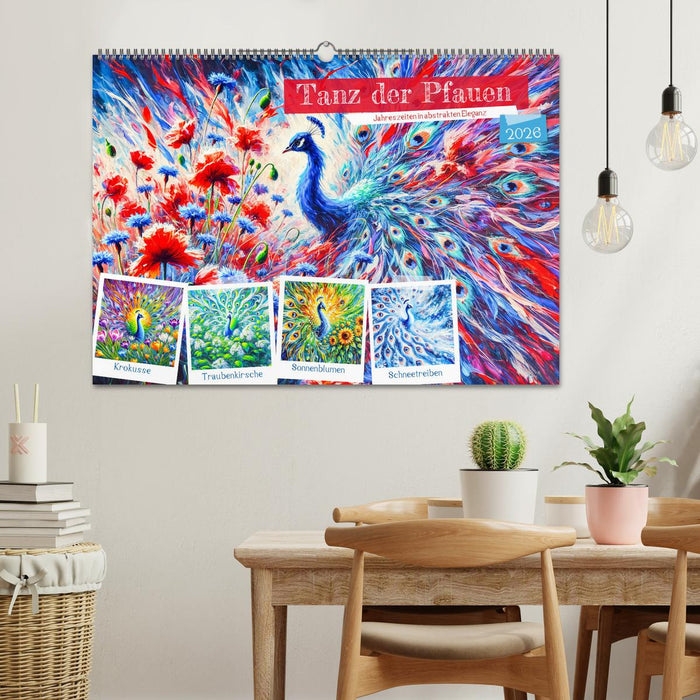 Tanz der Pfauen - Jahreszeiten in abstrakter Eleganz (CALVENDO Wandkalender 2026)