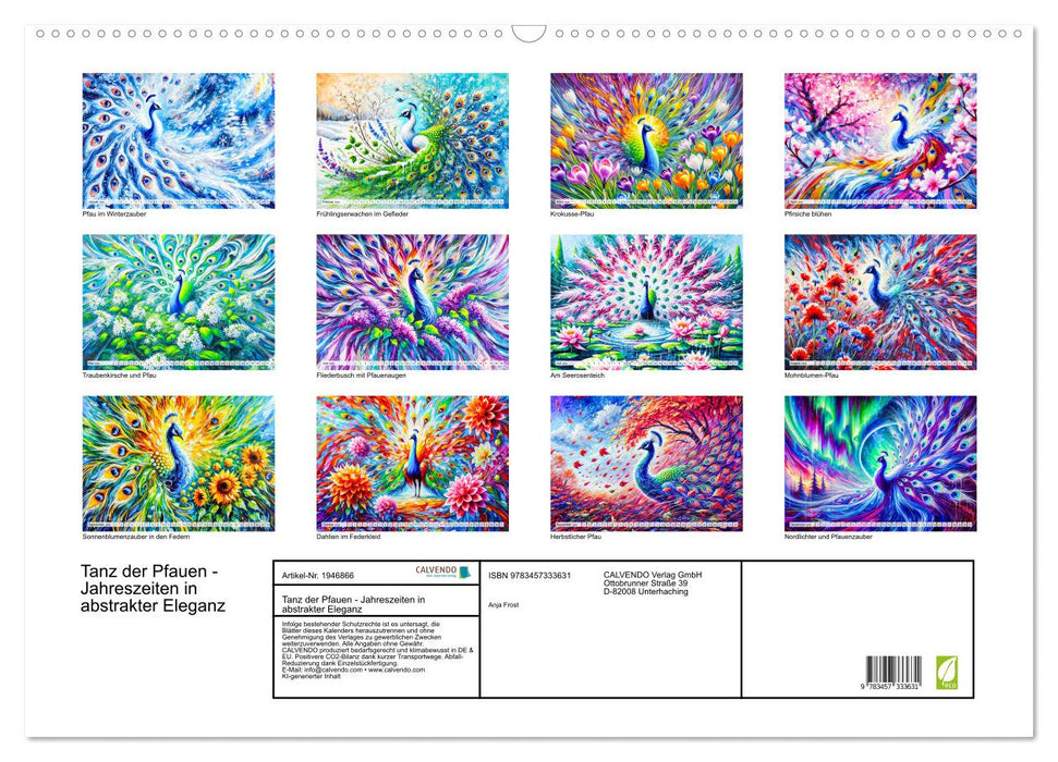 Tanz der Pfauen - Jahreszeiten in abstrakter Eleganz (CALVENDO Wandkalender 2026)