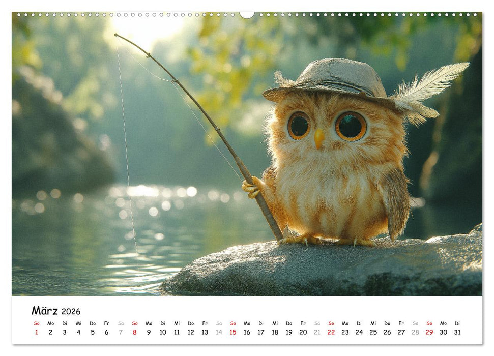 Eulen im Wald - Die geheimen Jobs und Aufgaben (CALVENDO Premium Wandkalender 2026)