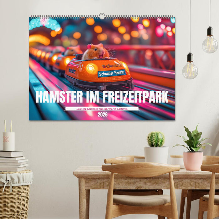 Hamster im Freizeitpark - Lustiger Kalender mit Jahrmarkt-Motiven (CALVENDO Wandkalender 2026)