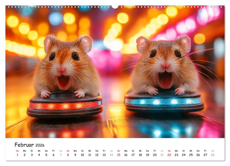 Hamster im Freizeitpark - Lustiger Kalender mit Jahrmarkt-Motiven (CALVENDO Wandkalender 2026)
