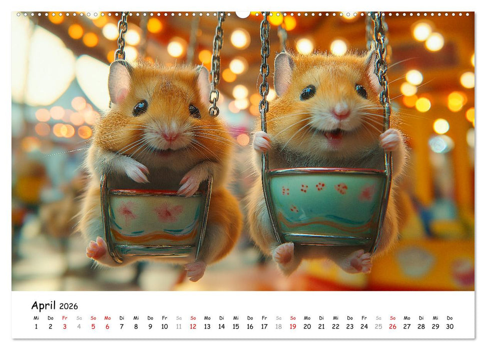 Hamster im Freizeitpark - Lustiger Kalender mit Jahrmarkt-Motiven (CALVENDO Wandkalender 2026)