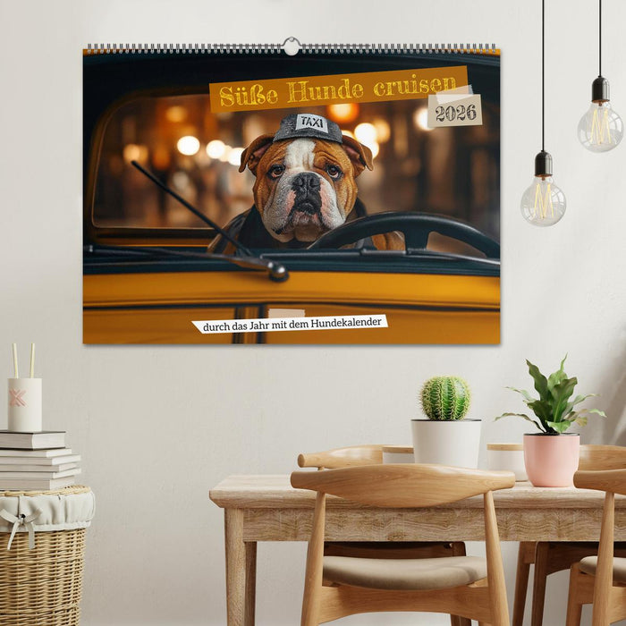 Süße Hunde cruisen - durch das Jahr mit dem Hundekalender (CALVENDO Wandkalender 2026)