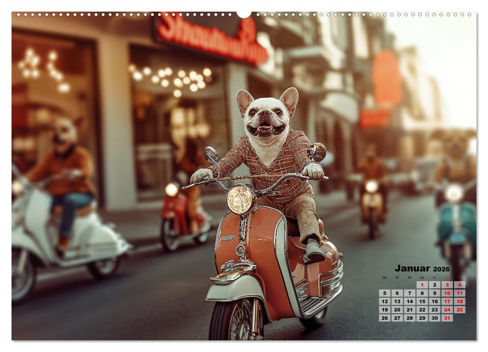 Süße Hunde cruisen - durch das Jahr mit dem Hundekalender (CALVENDO Wandkalender 2026)