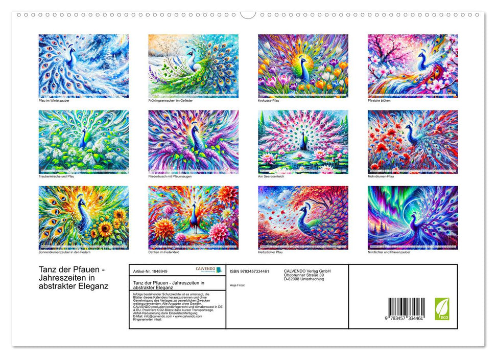 Tanz der Pfauen - Jahreszeiten in abstrakter Eleganz (CALVENDO Premium Wandkalender 2026)