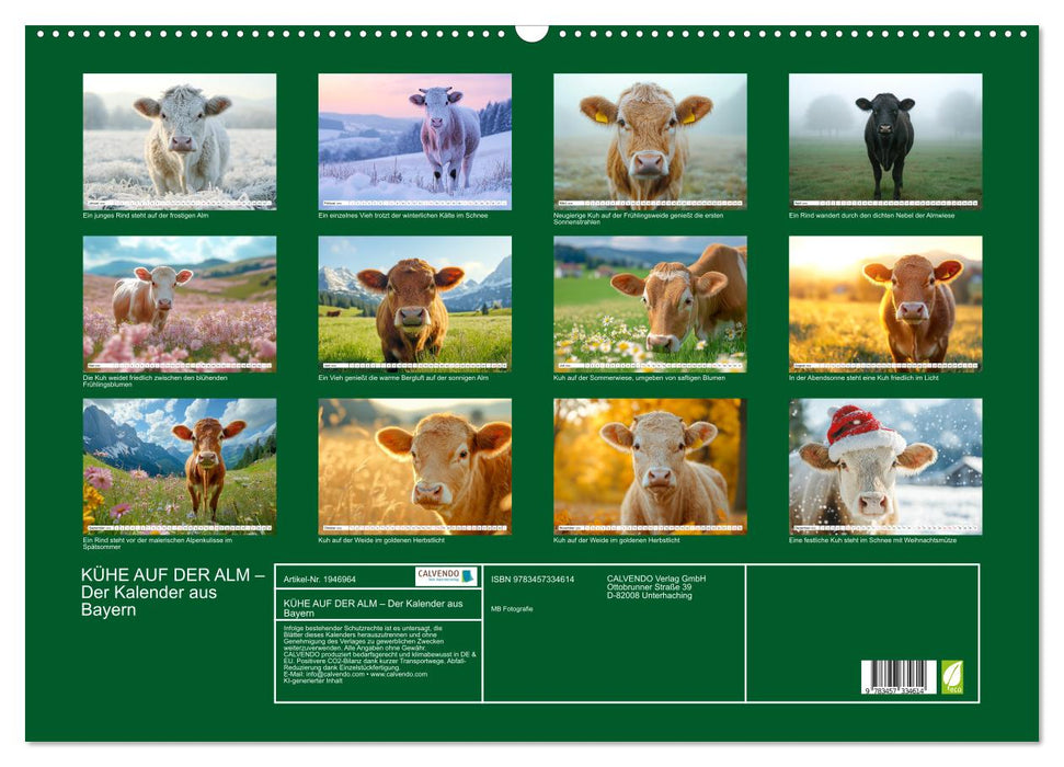KÜHE AUF DER ALM – Der Kalender aus Bayern (CALVENDO Wandkalender 2026)