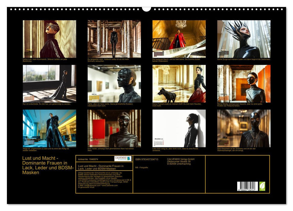 Lust und Macht - Dominante Frauen in Lack, Leder und BDSM-Masken (CALVENDO Wandkalender 2026)