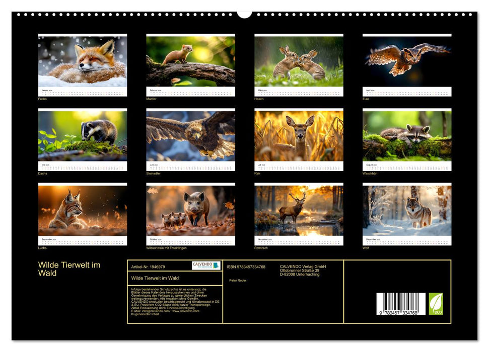 Wilde Tierwelt im Wald (CALVENDO Premium Wandkalender 2026)