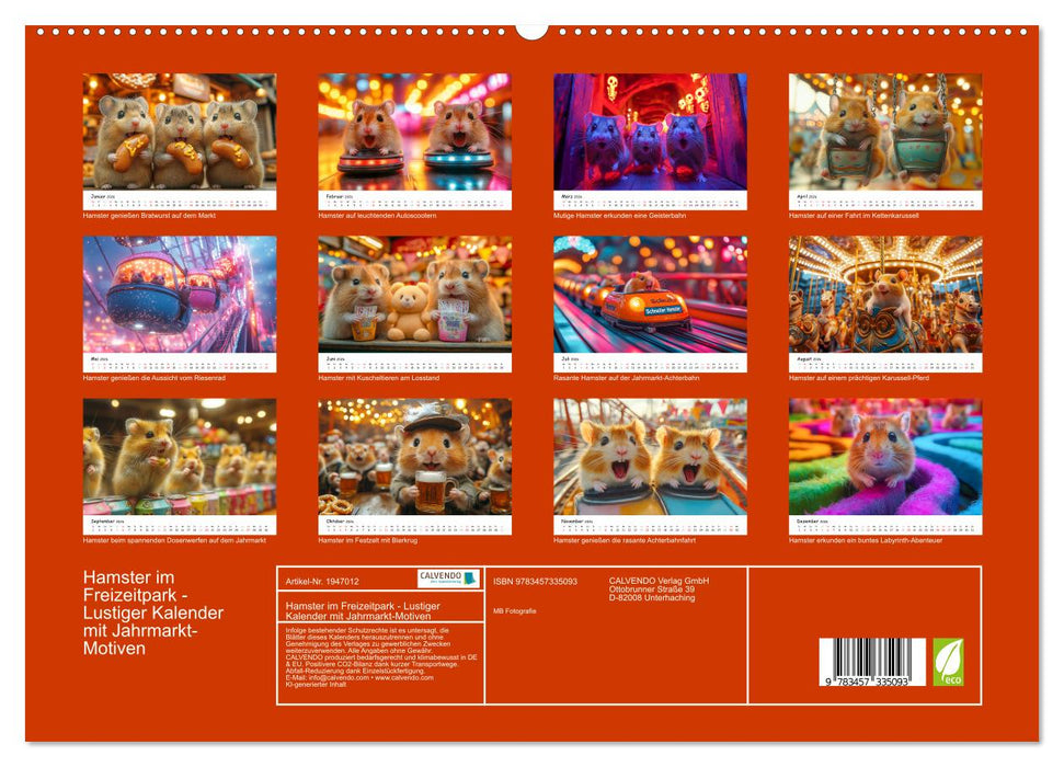 Hamster im Freizeitpark - Lustiger Kalender mit Jahrmarkt-Motiven (CALVENDO Premium Wandkalender 2026)