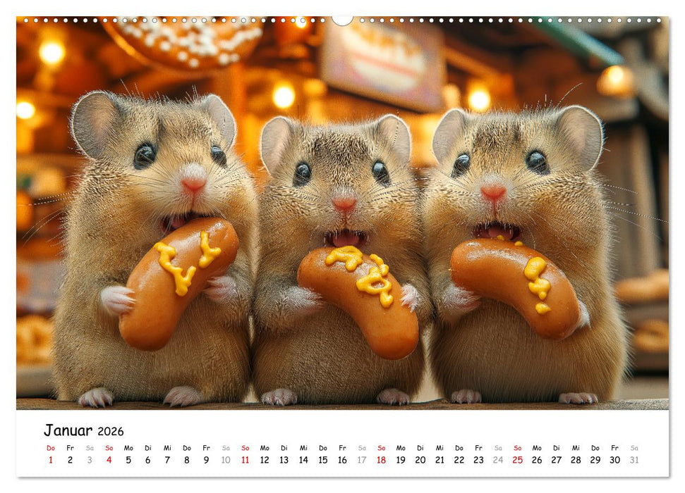 Hamster im Freizeitpark - Lustiger Kalender mit Jahrmarkt-Motiven (CALVENDO Premium Wandkalender 2026)