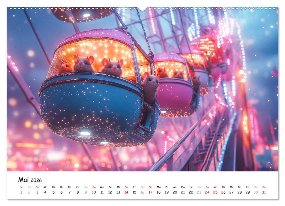 Hamster im Freizeitpark - Lustiger Kalender mit Jahrmarkt-Motiven (CALVENDO Premium Wandkalender 2026)
