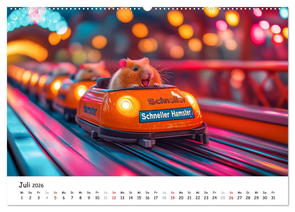 Hamster im Freizeitpark - Lustiger Kalender mit Jahrmarkt-Motiven (CALVENDO Premium Wandkalender 2026)