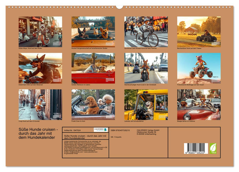 Süße Hunde cruisen - durch das Jahr mit dem Hundekalender (CALVENDO Premium Wandkalender 2026)