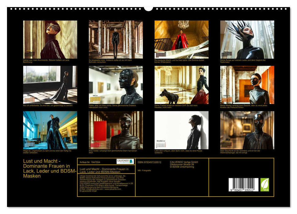 Lust und Macht - Dominante Frauen in Lack, Leder und BDSM-Masken (CALVENDO Premium Wandkalender 2026)