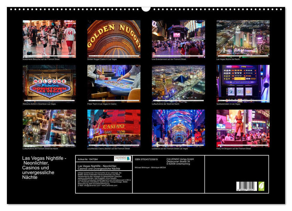 Las Vegas Nightlife - Neonlichter, Casinos und unvergessliche Nächte (CALVENDO Wandkalender 2026)