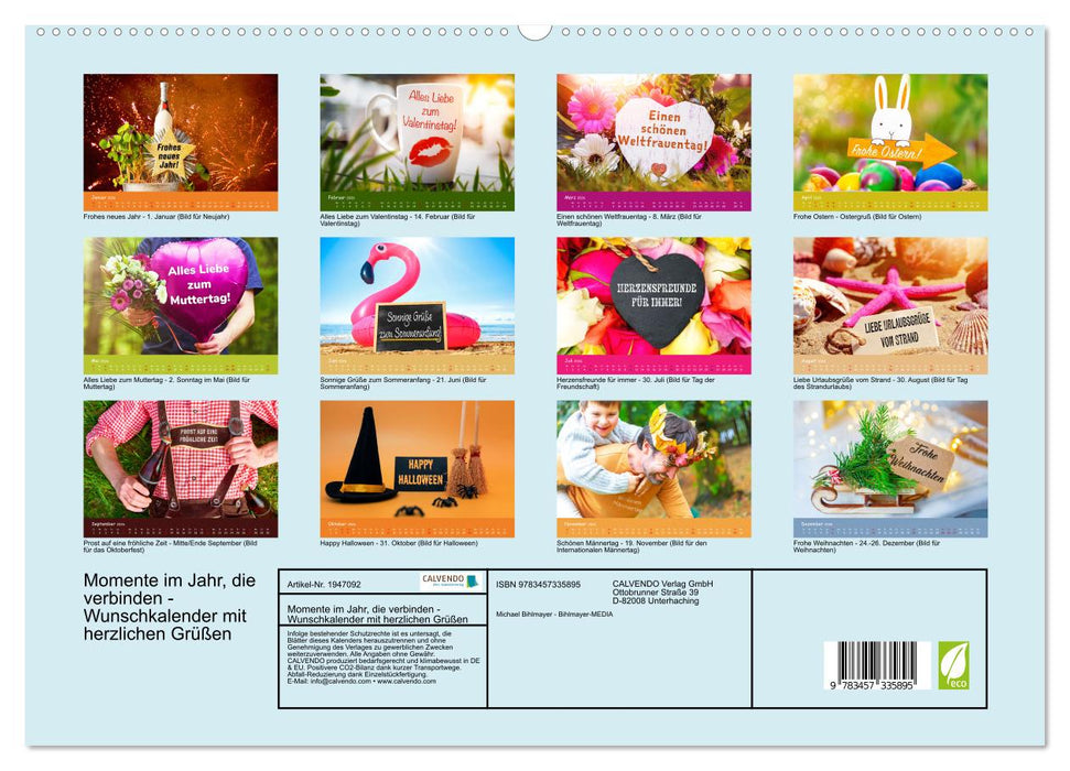 Momente im Jahr, die verbinden - Wunschkalender mit herzlichen Grüßen (CALVENDO Premium Wandkalender 2026)