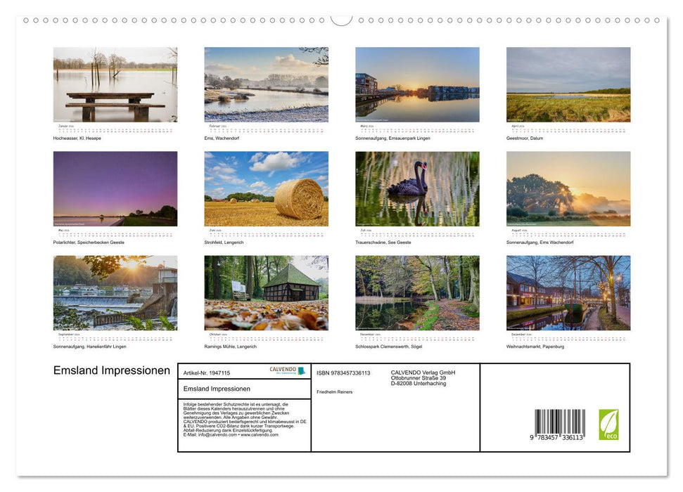 Emsland Impressionen (CALVENDO Premium Wandkalender 2026)
