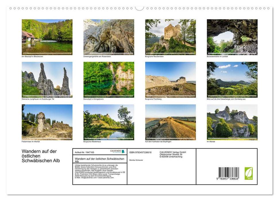 Wandern auf der östlichen Schwäbischen Alb (CALVENDO Premium Wandkalender 2026)