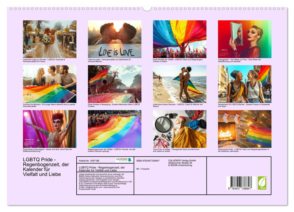LGBTQ Pride - Regenbogenzeit, der Kalender für Vielfalt und Liebe (CALVENDO Premium Wandkalender 2026)