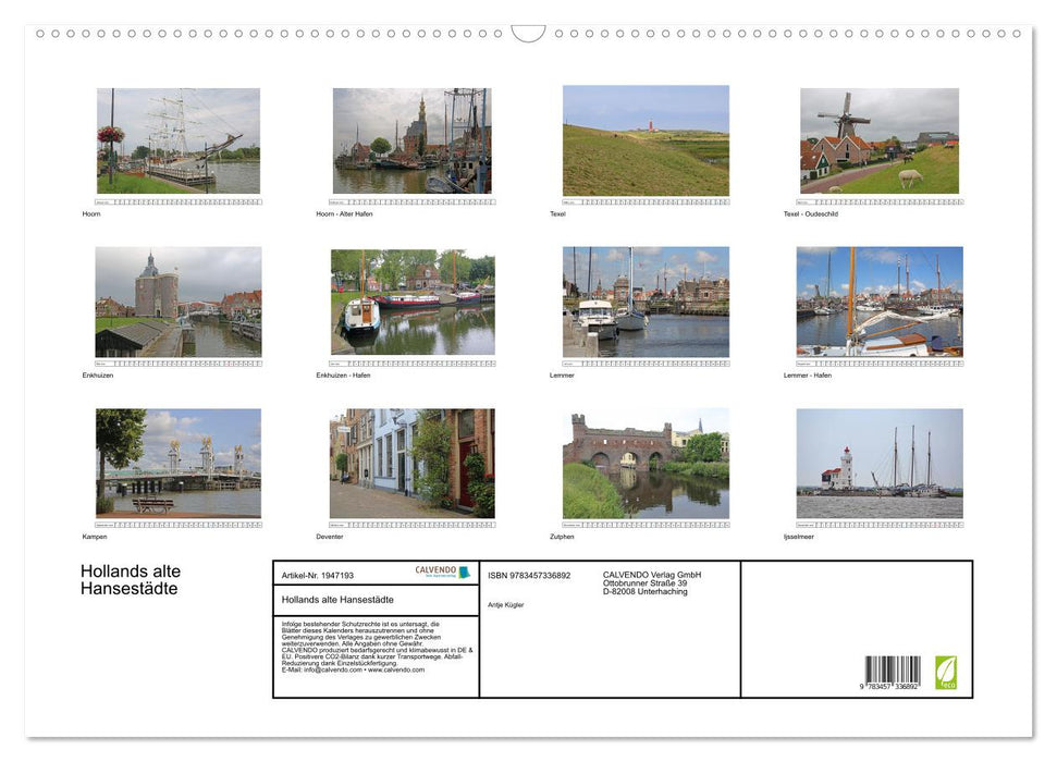 Hollands alte Hansestädte (CALVENDO Wandkalender 2026)