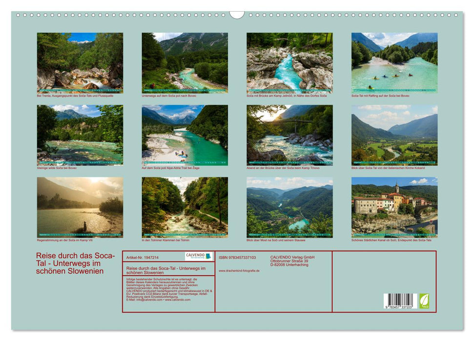 Reise durch das Soca-Tal - Unterwegs im schönen Slowenien (CALVENDO Wandkalender 2026)
